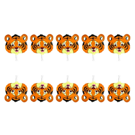 New Year Party Decorations with Tiger Head Balloons Animals Set of 10 Assorted Color Aluminum Film