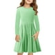 thumbnail image 2 of Odeerbi Niñas Manga Larga A-Vestido de Manga Larga Para Niñas Vestido Acampanado de Primavera Vestido Elástico de Colores Sólidos Vestido de Patinadora Twirly Vestido de Recital Escolar, 2 of 9