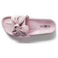 thumbnail image 2 of Roxoni Women Comfort Sandals Ribbon Bow Top EVA Flat Slides Footbed Suede with Arch Support Non-Slip, 2 of 5