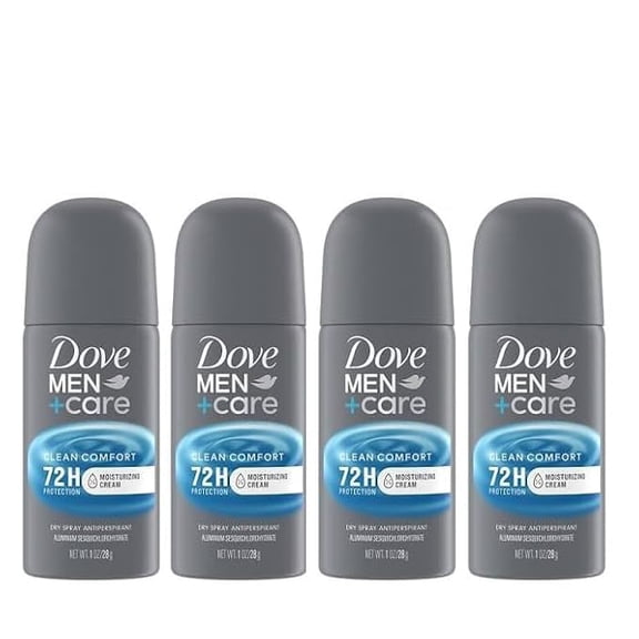 (4 pack) Dove Men Care Antiperspirant Deodorant Dry Spray Clean Comfort, 1 oz