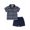Navy, variant on Tiweut Boys Casual 2 Piece Outfits Toddler Short Sleeve Lapel Stripe Tops Holiday Shirts Short Pants Boy Classic Fit Clothing Suit 18-24 M