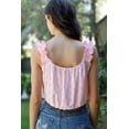 thumbnail image 3 of Embroidered Ruffle Trim Strap Sleeveless Crop Top, 3 of 5