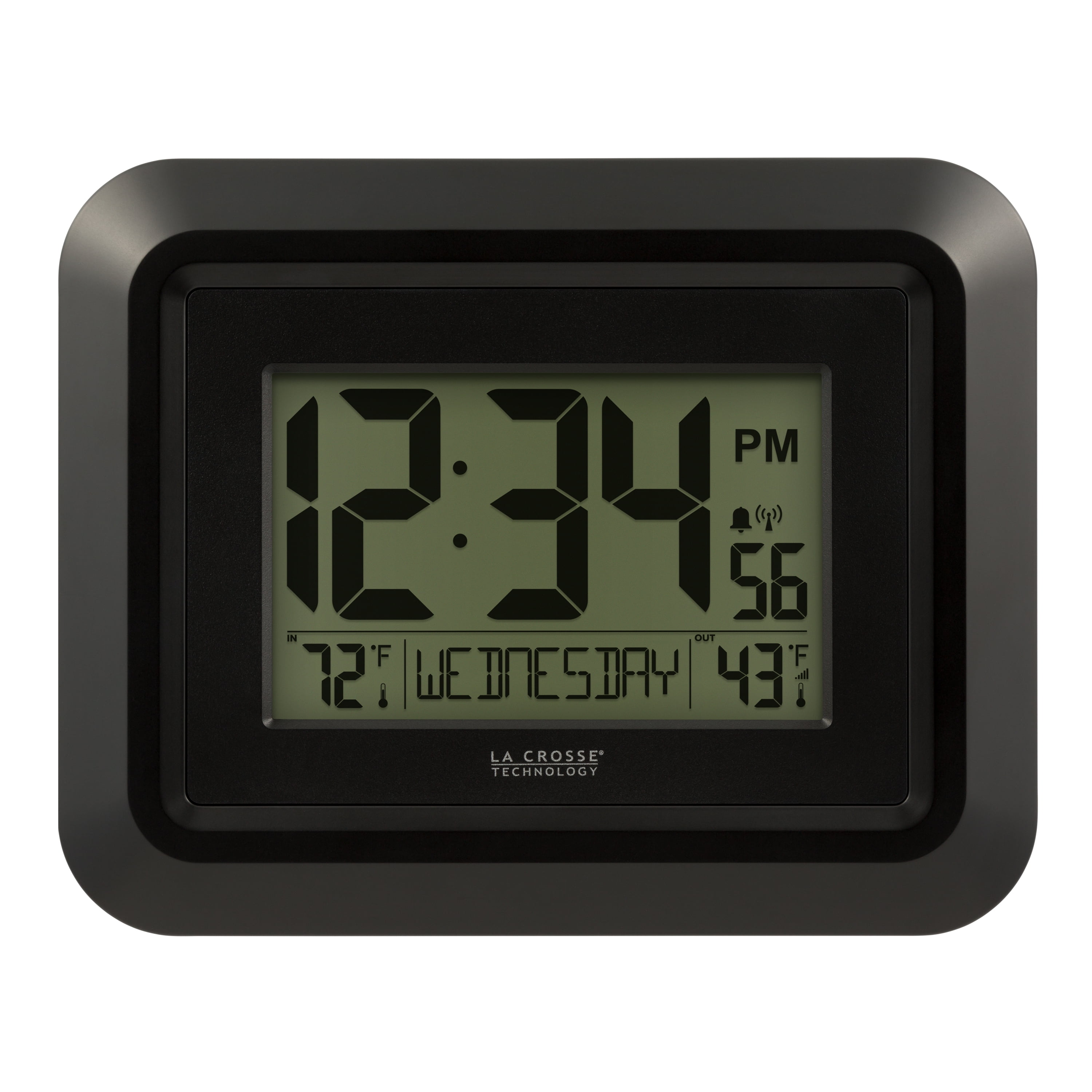 La Crosse Technology Atomic Black Clock with Temp, 513-1918B-INT -  Walmart.com