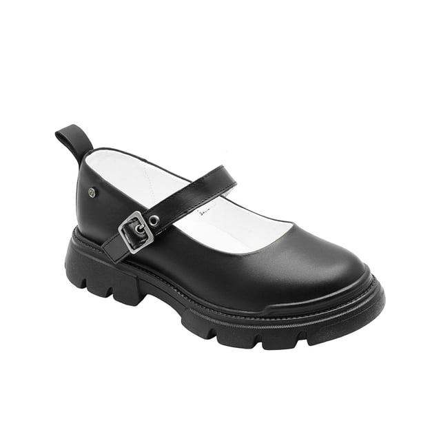 Zapato Escolar Para Niña Piel Negro Hebilla Suela Chunky negro 25.5