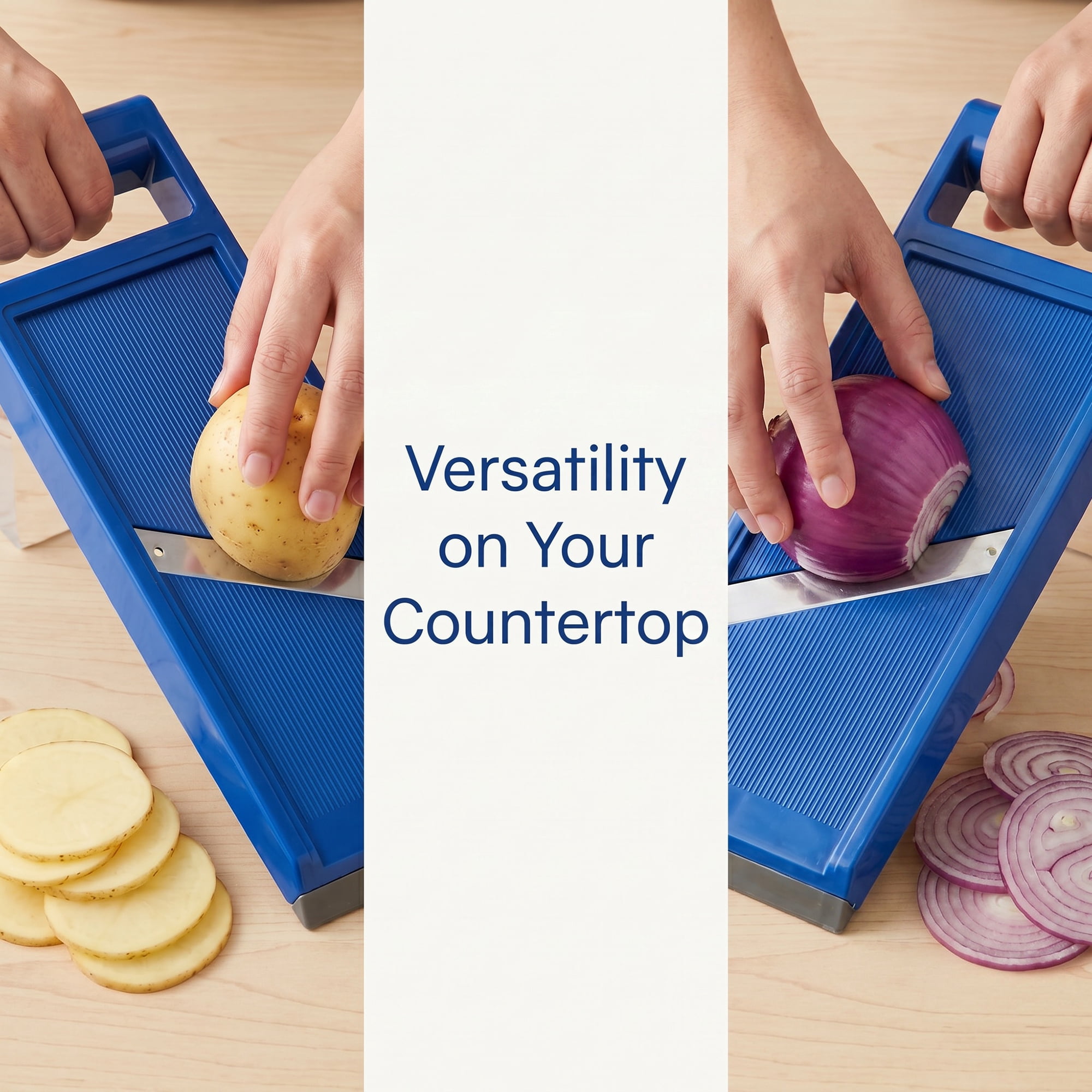Mandoline Slicer for Kitchen, Vegetable Chopper Multifunctional Cutter for Potato Onion Blue 10.8" x 4.2"