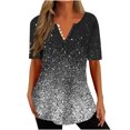 thumbnail image 3 of QATAINLAV Womens Henley Shirts Fashion Glitter Sequin Print Short Sleeve Tee Tops Buttons Down V Neck Blouse Casual Tunic Tshirt White L Todays Daily Sales, 3 of 6