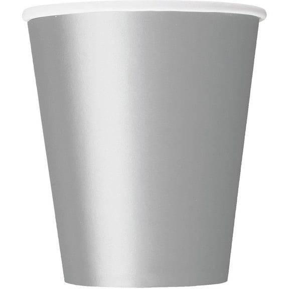 Unique Paper Cups, 9 oz (8 Pieces), Silver