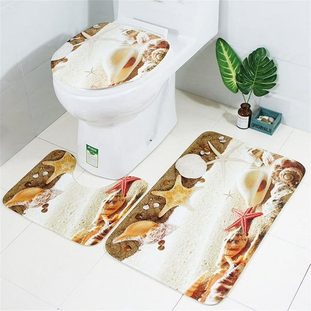 Fiudx Juego de Alfombras de Baño Antideslizantes, Alfombra de Pedestal de Terciopelo Suave, Cómoda Tapa de Inodoro, Absorbente de Agua, Fácil de Limpiar, Lavable a Máquina, Tamaño 45 X 75 Cm, Juego d