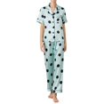 thumbnail image 1 of Gibobby Camisón de mujer Conjunto de pijamas Ropa de dormir Conjunto de de lencería de mujer Sexy Nuevo Traje de ropa interior sexy Satén de seda Mujeres Top de manga corta (Verde, S), 1 of 5