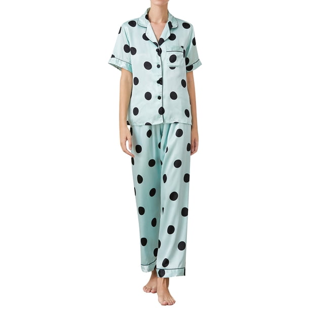 Camisón de mujer Gibobby Conjunto de pijamas ropa de dormir lencería Sexy Satén de Seda verde L