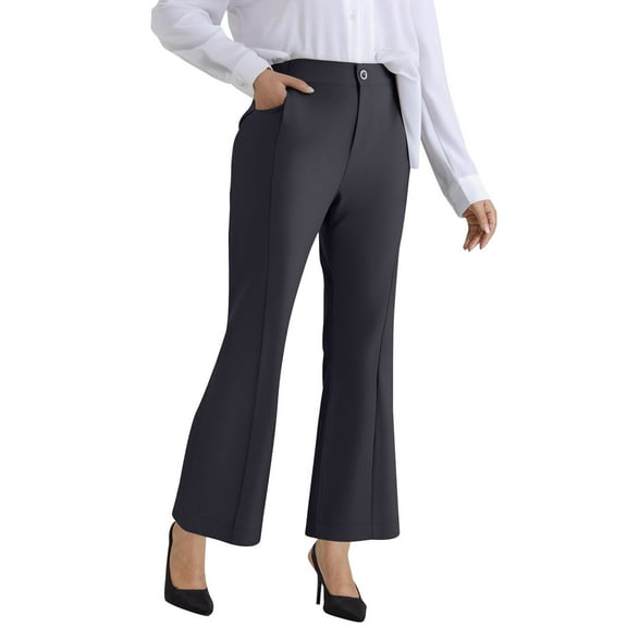 Women's Plus Size Dress Pants Casual Loose High Waist Business Trousers Formal Comfortable Work Office Pants (XS, Navy)
