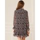 thumbnail image 5 of Vestido Recto Suelto Con Cuello Anudado Con Volantes Florales Para Mujer Negro S, 5 of 6