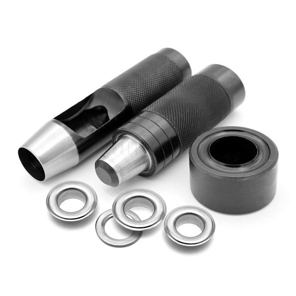 CRAFTMEMORE 3/4"" Grommet Tool Kit Eyelet Setting Tool Grommet Setter Hole Punch Cutter & Pack of 10 Grommets (3/4"" (19mm) Inside Diameter)
