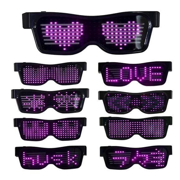 Injueey Control de aplicación de anteojos LED Bluetooth para Raves Fun Flashing Display Text Kits de decoración para fiestas 4 colores