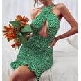 thumbnail image 2 of wsevypo Backless Tie Up Short Wrap Bodycon Sundress Women Sexy Cross Halter Mini Sheath Dress Party Ladies Cutout Front DressM Gao Jinjia LED, 2 of 2