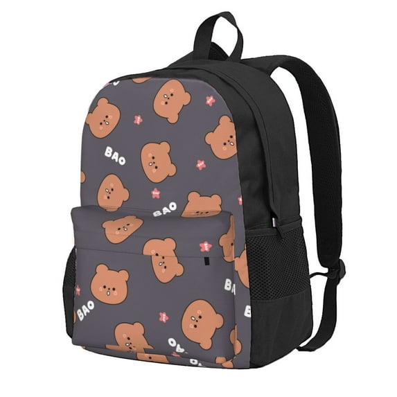 XMXY Backpack Laptop Bag for Women, Lightweight Backpack for Travel School Bookbag Casual Work Brown Cartoon Bear Backpack Black