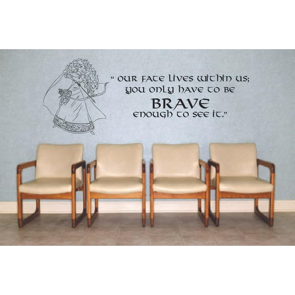 Fate Lives Within Brave Quote Disney Cartoon Quotes Wall Sticker Art Decal for Girls Boys Room Bedroom Nursery Kindergarten House Fun Home Decor Stickers Wall Art Vinyl Decoration Size (27x30 inch)