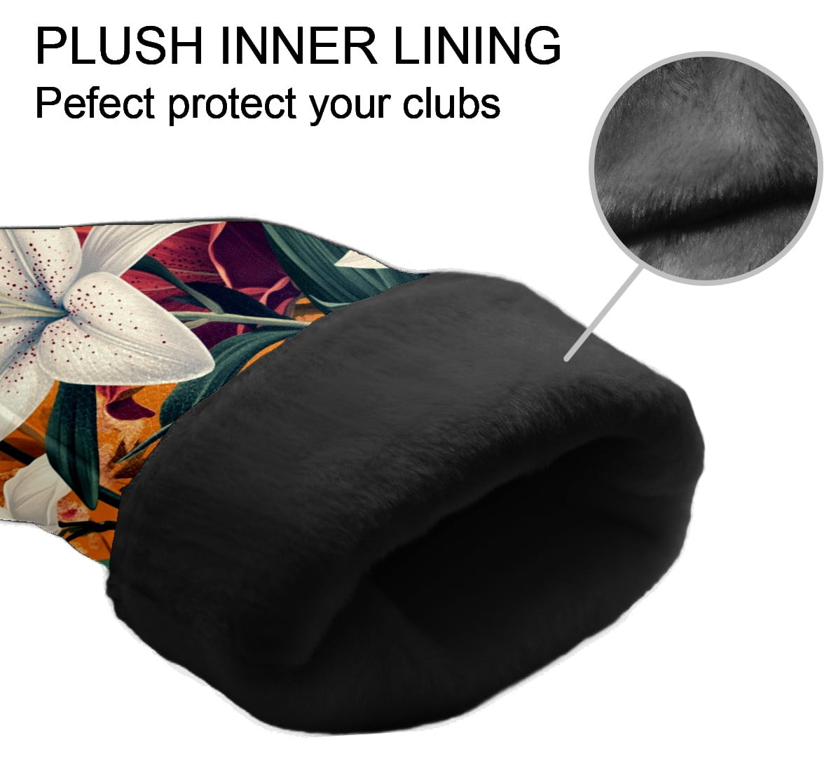 Golf Club Covers PU Leather Waterproof Head Covers for Fairway Woods Hybrids Lily Orchid Flowers