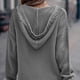 thumbnail image 3 of Blusa con capucha Cuello en V Manga larga Puños acanalados Blusa elegante de moda informal para mujer Gris L, 3 of 5