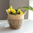thumbnail image 3 of 1 Flower Basket Seagrass Wicker Basket Flower Pot Folding Basket Storage Basket Decoration, 3 of 6
