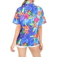 thumbnail image 4 of HAPPY BAY Button Down Shirt for Women Floral Summer Beach Party Blouses Shirt Blouse Short Sleeve Vacation Button up Hawaiian Shirts Tank Top Women S Hibiscus Flowers, Blue, 4 of 6