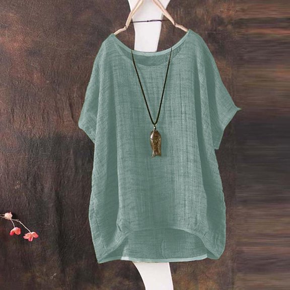 Womens Summer Tops Gsakboxl Women's Summer New Loose Batwing Short Sleeve Pullover Blouse Thin Breathable Casual T Shirt Style Top Comfortable Relaxed Fit Daily Shirt for Outdoor & Leisure Activities