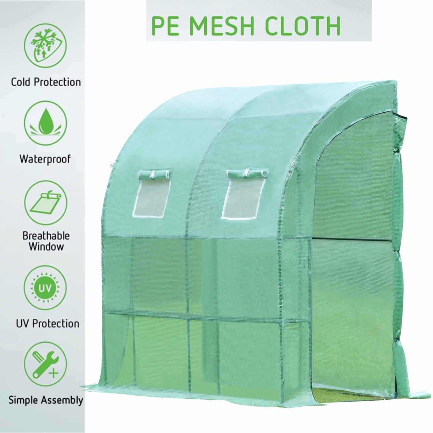 Private Jungle Portable Walk-in Green House with PE Cover, Waterproof UV Protected Hot House with two Roll-Up Side Windows,Green Private Jungle Portable Walk-in Green House with PE Cover, Waterproof UV Protected Hot House with two Roll-Up Side Windows,Green