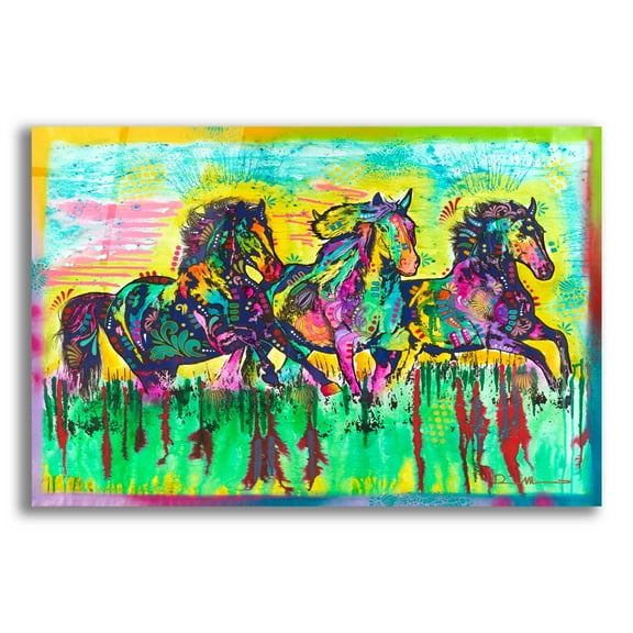 Epic Art 'Three Horses' by Dean Russo, Acrylic Glass Wall Art, 24"x16"