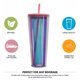 thumbnail image 3 of Vaso de agua fría de plástico de doble capa de 750 ml, vaso para bebidas, vaso de agua con pajita láser transparente con tapa, 3 of 5