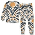 thumbnail image 2 of FORMRS Long Sleeve Top and Pants Pajama Set for Niños 2-Piece Sleepwear, Sizes 18M-8Y, Orange Art Pattern, 2 of 6