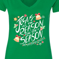 thumbnail image 4 of Inktastic Jesus is the Reason for the Season Christmas Bells and Stars Women's V-Neck T-Shirt, 4 of 5
