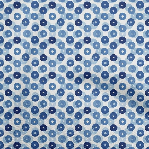 oneOone Rayon Medium Blue Fabric Circle Diy Clothing Quilting Fabric Print Fabric By Yard 56 Inch Wide