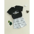 thumbnail image 4 of BemeyourBBs Toddler Boy Shorts Set Airplane Embroidered Short Sleeve Tops Shorts, 4 of 9