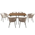 thumbnail image 5 of Aimee Lii 7 Pieces Outdoor Patio Dining Set Acacia Wood Garden Table with Umbrella Hole and Rope Metal Frame Chairs, Outdoor Furniture Set, Beige, 5 of 15