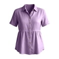 thumbnail image 5 of beishanbush Winter Sales Saving $10 Business Casual Blouse Office Work Tops Women's Linen Blouse,Button Down Peplum Collared Short Sleeve Casual Under $15, 5 of 8