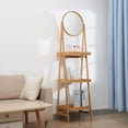 thumbnail image 3 of Proman Products Vega 3-Tier Bamboo Shelf Rack with Mirror ST17163, 17" W x 14" D x 64" H, Natural, 3 of 7