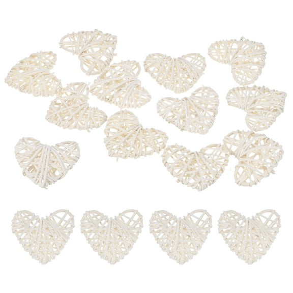 Uxcell 12-Pack Heart Shaped Wicker Rattan Balls 60mm/2.4 Inch Decorative Rattan Balls for Christmas Weddings Thanksgiving White