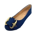thumbnail image 2 of Victoria K Women's Round Buckle Patched Denim Ballerina Flats, 2 of 4