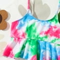 thumbnail image 7 of REORIAFEE Girls Kids Bathing Suits 2 Piece Ruffle Flounce Hem Tankni Top and Bikini Bottom Tie Dye Print Beachwear Swimwear Adjustable Spaghetti Straps Bathing Suits High Waist Quick Dry, 7 of 7