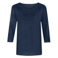 thumbnail image 5 of Summer Fashion Plus Size Womens 3/4 Sleeve Tops Trendy Clothes 2025 Round Neck Loose Up to 65% off!, 5 of 5