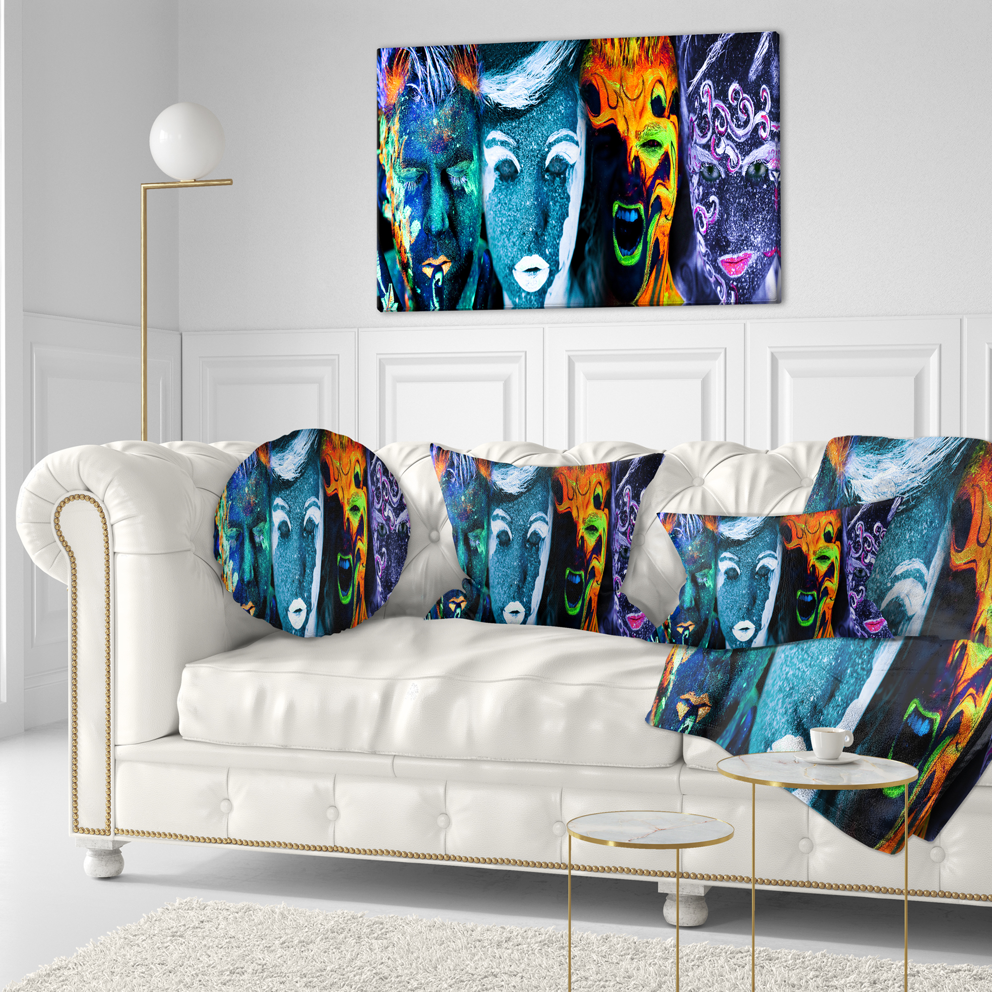 Designart Earth Fire Air and Water - Abstract Portrait Throw Pillow - 12x20