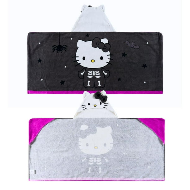 Toalla con capucha Sanrio Hello Kitty Skeleton para Halloween Kids