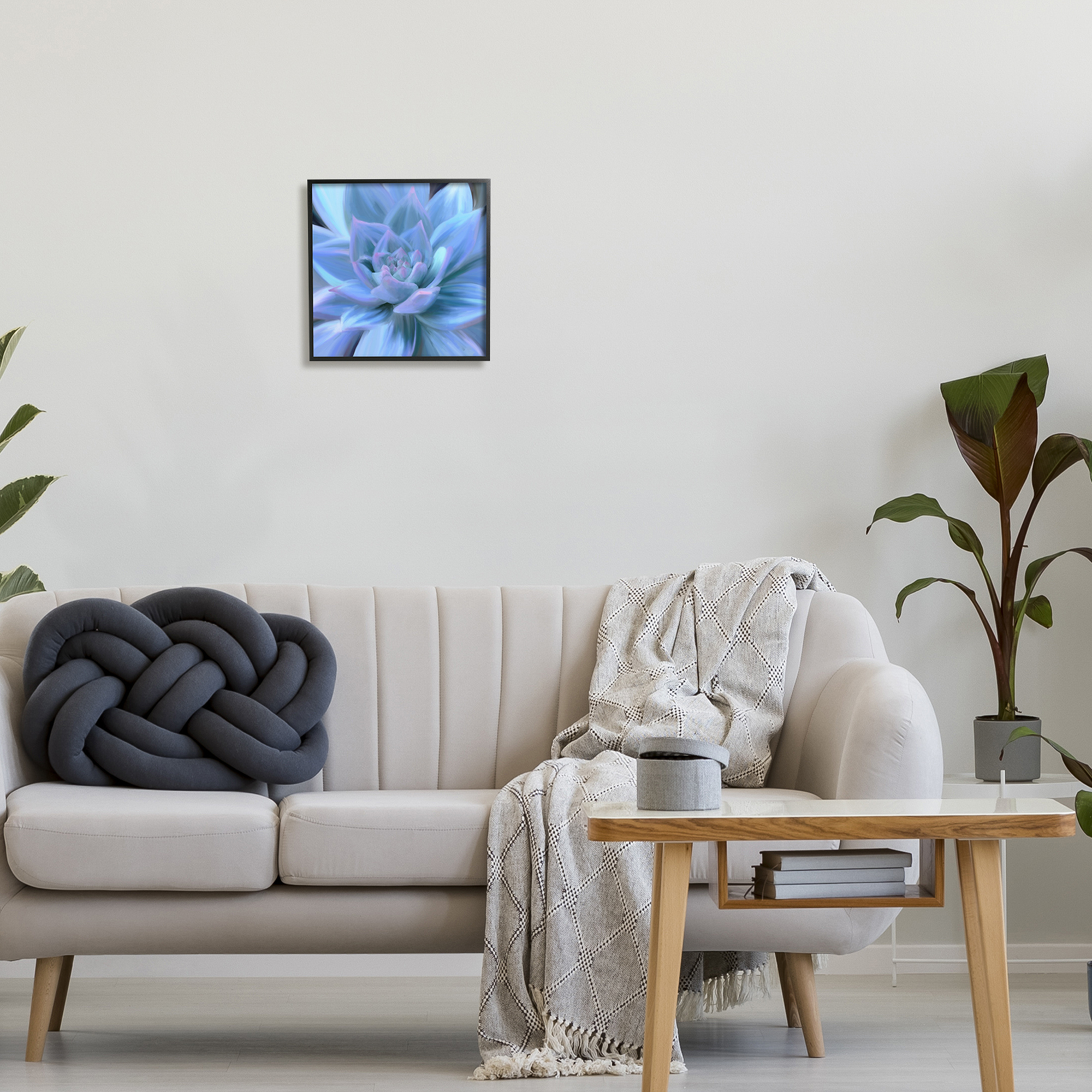 Stupell Industries Blue Plant Petals Botanical & Floral Painting Black Framed Art Print Wall Art, 12 x 12