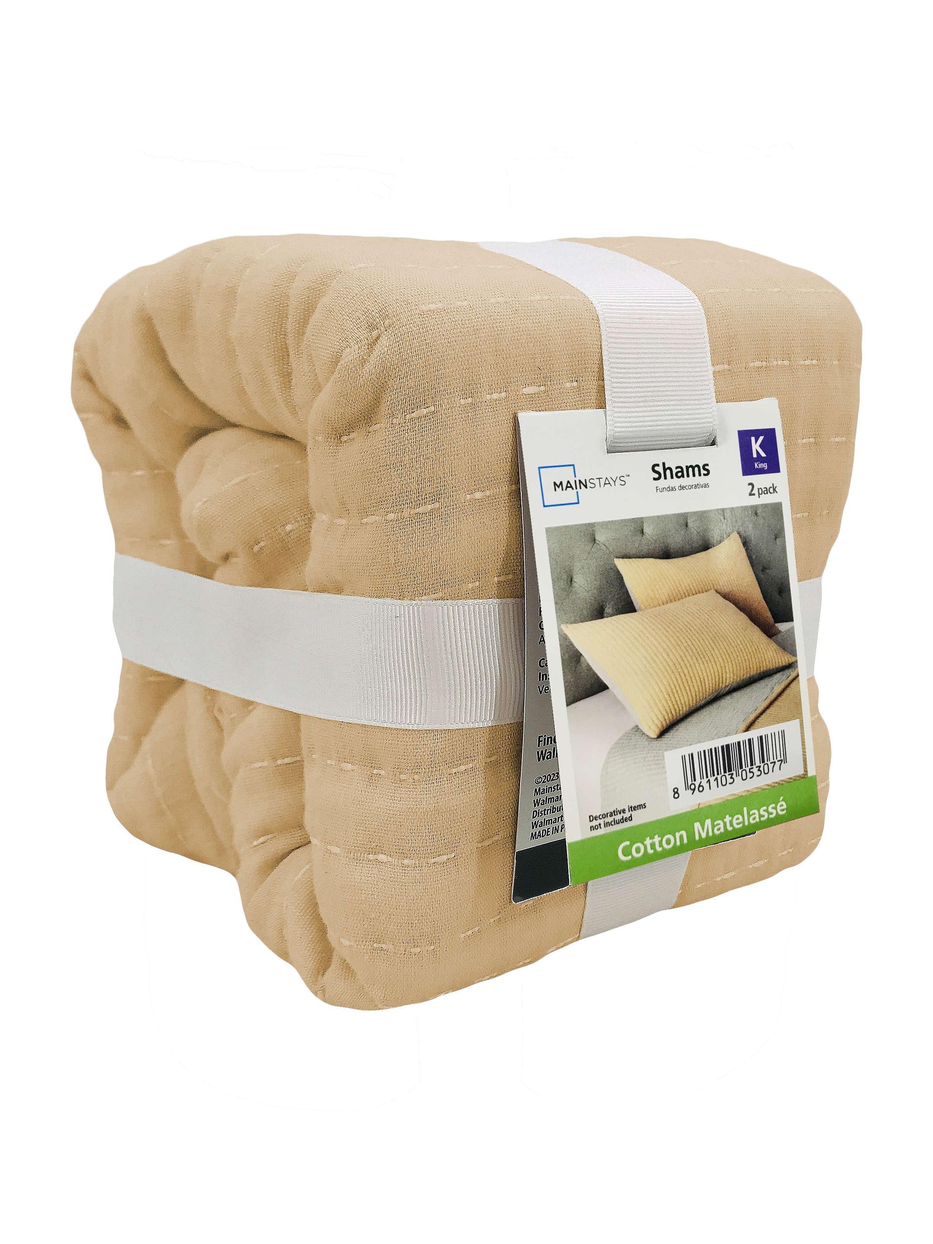 Mainstays 100% Cotton Matelassé Pillow Sham Bedding, King, 2 Pack, Yellow
