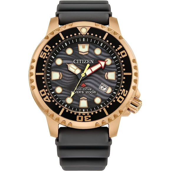 Reloj de buceo Citizen Eco-Drive Promaster acero inoxidable oro rosa correa poliuretano gris