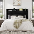 thumbnail image 2 of Allewie Queen Size Upholstered Bed Frame with Velvet Charging Station & Storage Headboard, Black, 2 of 8