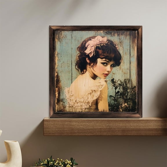Elegant Woman Flower Hairpin Portrait Wooden Sign Wall Plaque - Vintage Art Decoration, Wall Decoration - Ideal Gift For Home Decoration, Living Room, Bathroom, Bedroom, Garden, Dining, Bar, Cafe,