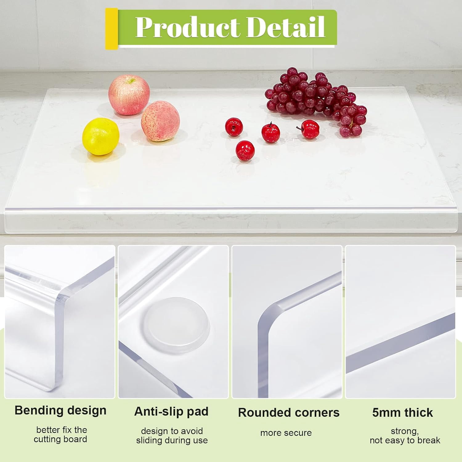 Large Acrylic Cutting Board with Lip Non Slip 30"L X 20"W Clear Cutting Board Chopping Acrylic Countertop Protector Cover Shatter Resistant for Home Restaurant Kitchen Sink Stove