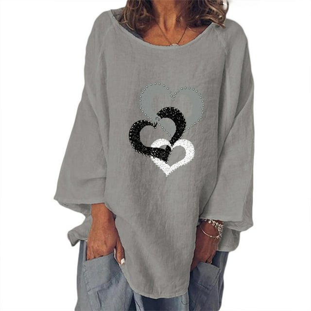 CEHVOM T-shirt à Manches Longues Décontracté Mode Automne Col Rond Imprimé pour Femme