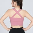 thumbnail image 4 of Womens Sports Bras Large Size High Waist Front Zipper Sports Vest High Strength Shockproof Yoga Bra Beautiful Back Fitness Underwear Wireless Bras for Women Pink 3XL, 4 of 5